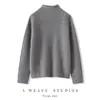Nuevo Estilo Otoño e Invierno Suéter 100% Cachemira Pura para Mujer Cuello Alto Medio Engrosado Rayas Borde Enrollado Hueco Suéter de Punto Básico