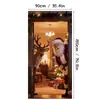 Tela de Cortina de Puerta Navideña con Estampado de Papá Noel y Renos para Decoración de Partición de Entrada del Hogar, Suministro Directo del Fabricante