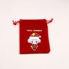 Bolsa grande de franela roja navideña, bolsa de regalo para dulces navideños, bolsa de exhibición navideña, bolsa con cordón ajustable, venta al por mayor