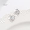 Aretes Casuales de Corazón Corazón Pequeños de Moda Plata Esterlina 925 Aretes de Alta Gama Diseño de Doble Capa para Mujer Aretes de Zirconia Agujas de Plata