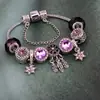 Pulsera de aleación púrpura Panjia transfronteriza con agujero grande para abalorios, atrapasueños DIY, pulsera de abalorios con colgante de copo de nieve