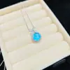 Colgante de Calcedonia Princesa Fugitiva Incrustado Plateado, Mismo Estilo que Xiaohongshu, Collar de Clavícula de Lujo Ligero de Calcedonia de Hielo Alto