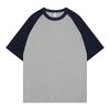 Algodón color contrastante largo hasta el hombro cuello redondo estilo marea camiseta holgada para ropa de clase para mapear impresión personalizada bordado LOGO mayoreo