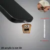 Plug de Pó para Celular Cruzado 2D Plano de Acrílico Ornamento Tipo Pingente de Gato Fofo Interface Oval Tipo-C Desenho Animado