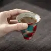 Taza Floral de Tierra de los Sueños Pintada a Mano, Taza de Aroma Retro Estilo Chino, Juego de Té Kung Fu para Uso Doméstico, Taza Individual de Degustación, Juego en Caja de Regalo