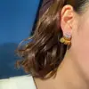 Pendientes Redondos Plegados con Borlas Tachonados de Pedrería Estilo Retro Europeo y Americano, de Moda y Versátiles, con un Toque de Lujo Ligero y de Alta Gama