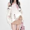 Top Coreano de Hombros Descubiertos Casual Holgado para Mujer Primavera/Verano 2026 Suéter Hueco Roto de Manga Larga de Moda para Mujer