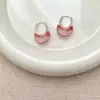 Brinco de Metal com Fecho de Cristal em Degradê Colorido Transparente para Mulheres Super Elegante Fashionável Simples Versátil Brincos de Temperamento Joia de Orelha