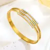 Pulsera Geométrica Hueca de Línea Diamante de Barro Acero de Titanio Apertura de Resorte Nuevo Estilo Ins de Amazon Diseño Fino