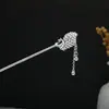 Grampo de Cabelo Estilo Étnico com Franjas Geométricas Vazadas, Grampo de Cabelo Moderno com Gotejamento de Óleo em Formato de Gota d'Água, Acessório de Cabelo Hanfu para Mulheres