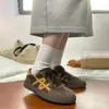 Tamanho Plus Estilo Preppy Costura em Cor Contrastante Sapatos Morais para Treinamento Feminino 2025 Outono Novo Bico Redondo Cadarço Casual Esportivo Sapatos da Floresta