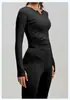 Conjunto de yoga sin costuras con cuello en V, conjunto deportivo de fitness de cintura alta elástico que levanta las caderas para correr, deportes y ciclismo