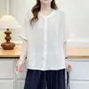 [Especial] Camisa de Verão Nova Estilo Simples, que Cobre o Corpo, Leve, de Manga Curta para Mulheres Plus Size, Camisa Casual 0571