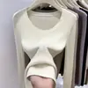 Suéter de punto con cuello redondo para mujer, nuevo para otoño e invierno, ajuste slim, muestra la figura delgada, capa base interior, suéter pullover, sensación de top