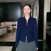 Cárdigan de Punto Grueso de Cable de Cachemira para Otoño e Invierno para Mujer con Cuello Alto, Doble Cremallera, Abrigo Corto Grueso