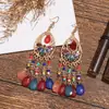 Pendientes de cuentas hechas a mano con forma de gota de agua transfronterizos Pendientes largos de borla Bohemia Joyería exagerada personalizada para fotos de viaje