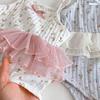 Traje de escalada con estampado de encaje y lazo para bebé, ropa de verano para niña, INS 2025