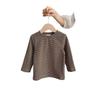 Camisetas de Manga Larga Cálidas de Estilo Coreano para Niñas y Niños, Rayadas, Cuello Alto Medio, para Primavera y Otoño, Venta al por Mayor
