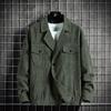 Jaqueta de Trabalho com Gola de Terno Masculina Outono Novo Estilo Coreano Tendência Casual Solta Bordada Jaqueta de Veludo Cotelê Cool