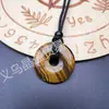 Colgante de Hebilla de Seguridad de Cristal Natural de 25 mm Jade Ágata Donut Trenzado Collar DIY Venta al por Mayor de Joyería Transfronteriza