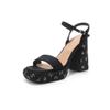Agotado, Sin ReposiciónY620-2 Sandalias de Plataforma Cuadradas con Tacón Grueso, Puntera Abierta, Decoradas con Pedrería, Estilo Chanel