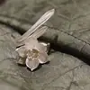 Anillo de Narciso Chino Nuevo de Plata S925 para Mujer Estilo República de China Vintage Plata Lisa Anillo de Cola de Flor Esmerilada Anillo Abierto para Dedo