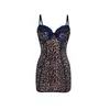 Camisón sexy de terciopelo con estampado de leopardo OZON para comercio exterior con ribete de encaje, con aros, corte ajustado, vestido ajustado al cuerpo 8156