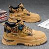 Zapatos de Hombre de Caña Alta Otoño Juventud Deportivos Impermeables Resistentes al Desgaste Antideslizantes Suela Gruesa Casual Ropa de Trabajo Botas con Botón Giratorio