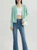 Cardigan de punto brillante de seda genuino marca Gejia Verano 2026 Cárdigan de punto con cuello en V Chaqueta protectora solar Exterior fino de Tencel