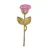 Adorno de Rosa de Cristal para el Día de San Valentín, Caja de Regalo de Metal Bicolor Dorado y Plateado con Rosa Eterna, Artesanía Decorativa de Escritorio