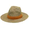Chapéu de Palha do Panamá Chapéu de Sol de Praia com Pequenos Recortes, Chapéu Versátil Natural de Férias com Aba Reta