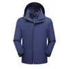 Chaqueta tres en uno para exteriores para hombres y mujeres, conjunto de dos piezas con capucha desmontable, a prueba de viento e impermeable, adecuada para actividades al aire libre y senderismo, con impresión personalizable