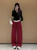 Pantalones Anchos Black Label Americanos para Mujer Otoño Invierno 2026 Nuevos de Cintura Alta Adelgazantes Deportivos Moda Perezosa Caída Pantalones Plátano