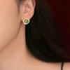 Aretes y Clips para Orejas de Moda de Alta Gama Francesa con Granate y Zirconia con Diamantes Completos, Diseño de Moda Tridimensional Calado, Lujo Ligero para Mujer