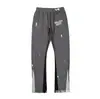 Pantalones Largos Casuales Unisex con Estampado de Letras Logo y Cordón Estilo Básico Tinta Salpicada Ropa de Pareja