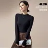 Nova Camada Interna Fina Meia-Alta Slim Fit 2025 para Outono e Inverno, Camisa Básica Elegante e que Afina a Silhueta de Manga Longa para Mulheres
