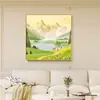 Pintura de Parede Pendurada de Fundo para o Restaurante Tesouro da Montanha Dourada, Pintura para Sala de Estar com Símbolos de Boa Sorte e Riqueza, Pintura de Paisagem para Quarto Modelo de Inauguração de Hotel