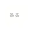 Pendientes de Trébol de Cuatro Hojas con Diamantes Completos de Plata S925 Yinchen para Mujer, Pendientes de Flor Dorados de Estilo Coreano, Simples y a la Moda, con un Toque de Alta Gama