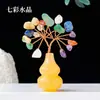 Árvore da Fortuna de Pedra Britada de Cristal do Mar Leste Cabaça de Jade Amarelo Árvore da Fortuna de Cristal Pedra Britada Colorida Árvore de Cristal Ornamento de Mesa