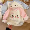 Sudadera Gruesa de Terciopelo Plus para Niñas Estilo Nuevo para Niños Bebés Linda Elegante Superior Otoño Invierno Manga Larga Capa Base Ropa Cálida