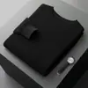 Suéter de Lana 100% para Hombre, Nuevo, Cuello Redondo, Otoño e Invierno, Suéter de Punto de Color Sólido para Hombre, Suéter de Lana para Vestir, Holgado, de Manga Larga
