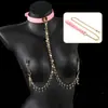 Juguetes sexuales SM, collar, pinzas para pezones, cadena corporal, cadena de una pieza, colgante de mariposa de entrenamiento, estimulación de pezones, pinzas para pechos