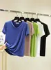 Camiseta Básica de Modal con Cuello en V 2025 Nueva Camiseta de Manga Corta para Mujer, Estilo Delgado de Verano, Top de Algodón Adelgazante