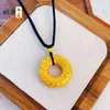 Loja de ouro com padrão de moeda antiga oca antiga de ouro fivela da paz pingente corrente de suéter de corda chinesa nova colar feminino