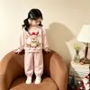 Conjunto de Sudadera Navideña para Niñas de Primavera y Otoño, Sudadera de Manga Larga con Cuello Redondo Estampado de Ciervo, Conjunto Casual de Dos Piezas para Niñas