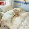Juego de ropa de cama de tres piezas 100% algodón para dormitorios de estudiantes, específicamente para residentes de secundaria y universidad, sábana y funda de edredón de algodón puro para cama individual