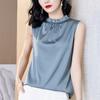 Silk Camisole Mulheres Interna Pescoço Suspenso Top Verão Exterior Wear Cetim sem mangas Base Shirt Design Sense ins Trendy