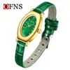 Oufani Reloj Pequeño Dorado para Mujer Moda para Viajes al Trabajo Ovalado con Diamantes Esfera de Nácar Resistente al Agua Reloj de Cuarzo Dropshipping