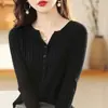 Cárdigan de Punto de Manga Larga Chaqueta Corta para Mujer Suéter Estilo Coreano Color Sólido Simple Moderno Ropa Exterior que Reduce la Edad Top Primavera y Otoño Nuevo