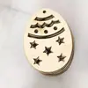 Huevos de Madera de Pascua con Cuerda Decoraciones para Fiestas Infantiles Manualidades DIY Piezas de Madera de Conejo Decoración para el Hogar